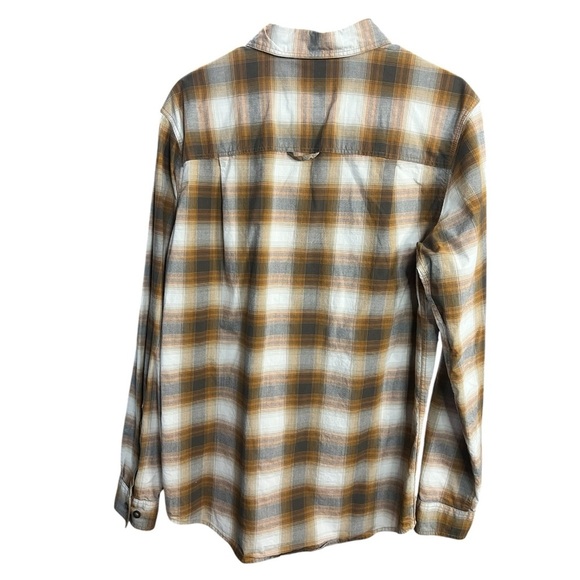 ROYAL ROBBINS Orange Checkered Button Down Shirt Cotton Long Sleeve size Medium - Picture 2 of 8